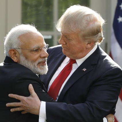 India’s Prime Minister Narendra Modi hugs US President Donald Trump in the Rose Garden of the White House in Washington in June 2017. As part of its Indo-Pacific strategy, the US has renamed its Pacific Naval Command the Indo-Pacific Command. Photo: Reuters