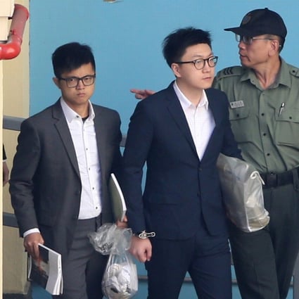 Edward Leung (centre) was sentenced by Madam Justice Anthea Pang Po-kam at the High Court. Photo: Sam Tsang
