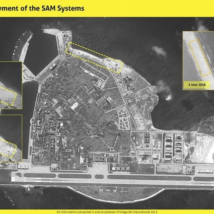 Satellite images form Israeli intelligence firm ImageSat International indicate that China has redeployed missiles on Woody Island, known in China as Yongxing Island. Photo: ISI