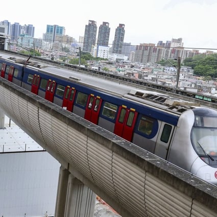Pillars supporting a section of track at Yuen Long station have been sinking. Photos: Dickson Lee