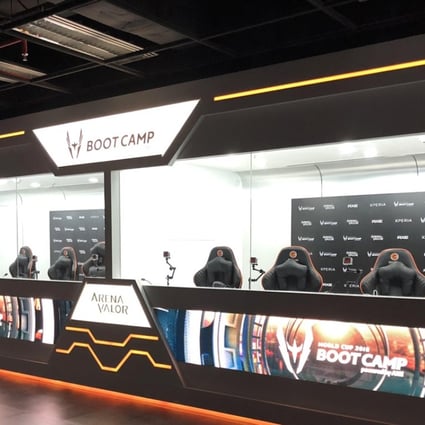 Competition booth at Garena’s offices in Bangkok, where e-sports athletes will vie with each in tournaments that are live-streamed. 26JUN18 SCMP / Chua Kong Ho