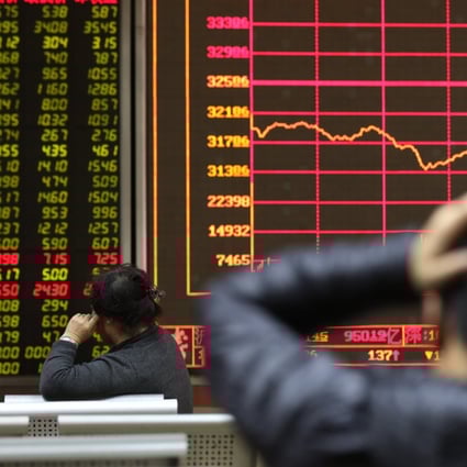 The Shanghai Composite Index dropped 0.5 per cent to 2,844.51 at the close on Tuesday. Overall, Chinese stocks have lost about US$1.6 trillion in total value since a high in January. Photo: EPA