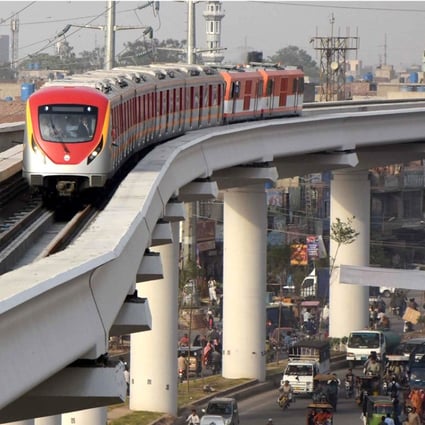 The China-Pakistan Economic Corridor is a collection of US$62 billion worth of infrastructure projects under construction across the South Asian country, including this metro train service in Lahore. Photo: Xinhua