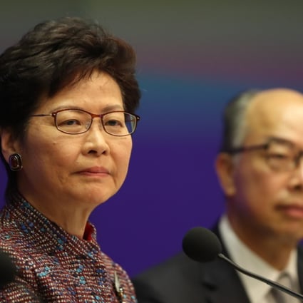 Chief Executive Carrie Lam at a press conference on her new housing initiatives. Photo: Winson Wong
