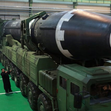 Kim Jong-un inspects a Hwasong-15 intercontinental ballistic missile in November. There are concerns Pyongyang’s efforts to denuclearise may slow down. Photo: AP/KCNA