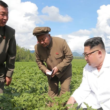 North Korean leader Kim Jong-un inspects a farm in Samjiyon County. Photo: AFP