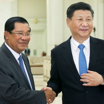 President Xi Jinping and Hun Sen in Phnom Penh in October 2016. Photo: Kyodo