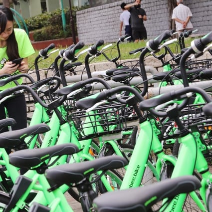 Hong Kong start-up Gobee.bike pioneered the launch of bike-sharing services in the city in April 2017 in districts such as Sha Tin, Tai Po, Ma On Shan, Tuen Mun, Fanling, Tseung Kwan O and Tung Chung. Photo: Felix Wong