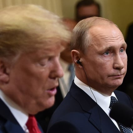 US President Donald Trump and Russian President Vladimir Putin at a press conference after their meeting on Monday at the Presidential Palace in Helsinki, Finland. Photo: AFP