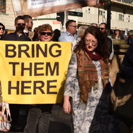 Demonstrators at the rally in Sydney on July 21, 2018. Photo: AFP
