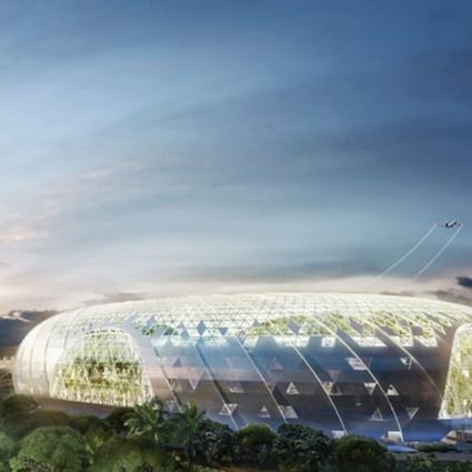 An artist’s impression of Jewel Changi – a lifestyle destination featuring gardens, walkways and dining outlets – which will open in the heart of Singapore’s Changi Airport in 2019. Photo: Jewel Changi