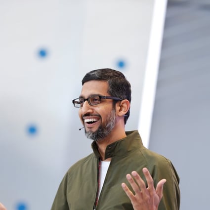 Google CEO Sundar Pichai speaks onstage during the annual Google I/O developers conference in Mountain View, California, May 8, 2018. Photo: Reuters/Stephen Lam