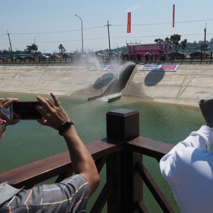 Water is released into the Tianbu Reservoir on Quemoy island on Sunday as the mainland supply begins. Photo: EPA-EFE