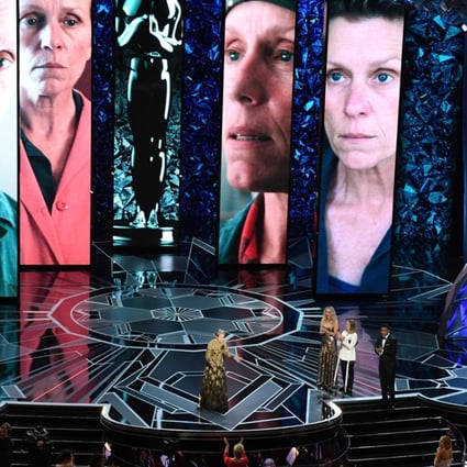 Frances McDormand delivers a speech at this year’s Academy Awards show after winning the best actress Oscar for her role in Three Billboards Outside Ebbing, Missouri. Academy governors promise a shorter ceremony next year, and a new “popular film” category. Photo: AFP