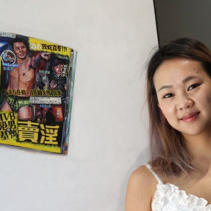 Hong Kong artist Vivian Ho with her artwork Gossip at the A2Z Gallery in Central. Photo: Winson Wong