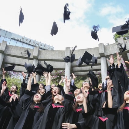 Students celebrate graduating from the Chinese University of Hong Kong. Photo: David Wong
