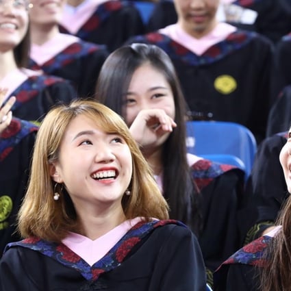 A Peking University graduation ceremony in July this year. Female students match their male counterparts at every level of education until doctoral studies. Photo: Xinhua