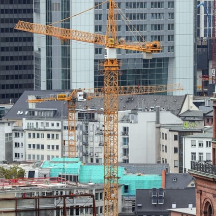 View over a construction site and the top of the St. Paul's Church in Frankfurt Main, Germany. Photo: EPA