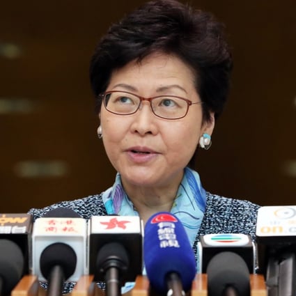 Chief Executive Carrie Lam Cheng Yuet-ngor meets the media on Tuesday. Photo: Edward Wong
