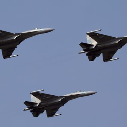 Three of China’s Su-35 fighter jets. Ten more are due for delivery by the end of the year. Photo: PLA Air Force