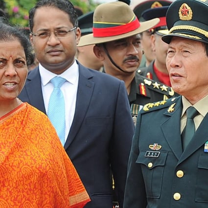 Indian defence minister Nirmala Sitharaman and Chinese counterpart Wei Fenghe met in New Delhi on Thursday. Photo: EPA