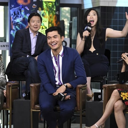 Actors Michelle Yeoh (from left), Ken Jeong, Henry Golding, Awkwafina and Constance Wu participate in a discussion of Crazy Rich Asians at AOL Studios on Tuesday, August 14, in New York. Photo: AP