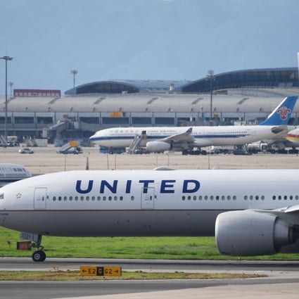 A United Airlines Boeing 777 waits to take off at Beijing airport on July 25, the deadline for carriers to comply with a demand to list Taiwan as part of China. Photo: AFP