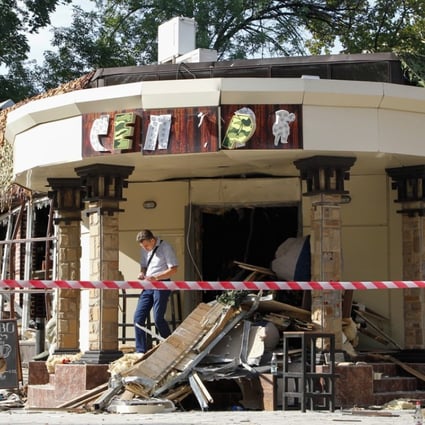 The aftermath of the cafe bombing in downtown Donetsk, Ukraine. Photo: EPA