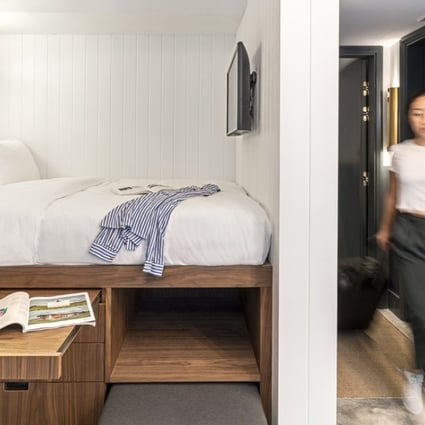 The Nate on Nathan Road in Hong Kong, comprises studio flats with just 107 square feet of internal space, into which designers fit a private bathroom. Living and kitchen space is communal.