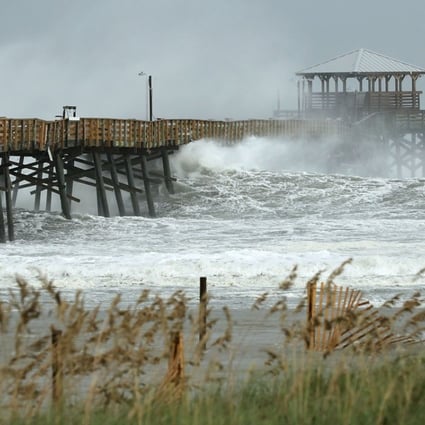 Heavy waves hit Atlantic Beach in North Carolina on Thursday as the outer edges of Hurricane Florence reach the US. Photo: AFP