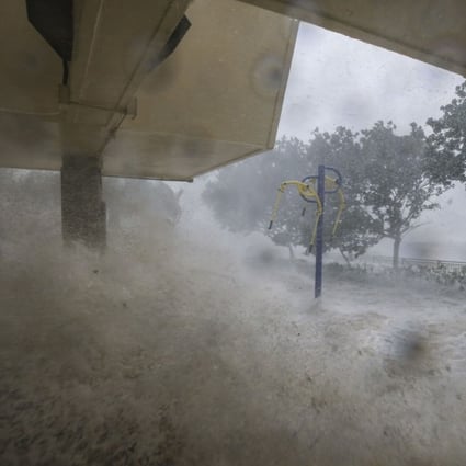 Strong winds and waves hit Heng Fa Chuen as Typhoon Mangkhut makes landfall in Hong Kong. Photo: Sam Tsang
