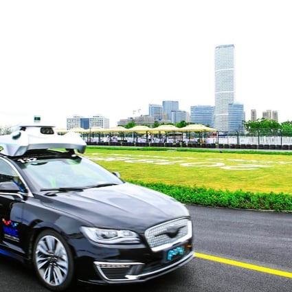 An autonomous car refitted by Pony.ai drives itself during the World Artificial Intelligence Conference being held this week in Shanghai. Photo: Handout