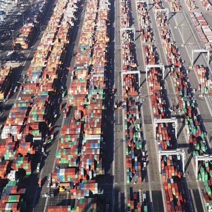 Shipping containers sit at the Port of Los Angeles, the nation's busiest container port, on Monday. Photo: Getty Images via AFP