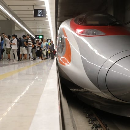 The guests on Saturday will take a Guangzhou-Shenzhen-Hong Kong express train heading for Guangzhou South, a 142km journey that will take them 48 minutes. Photo: Sam Tsang