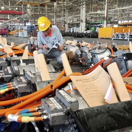 A man in an auto parts factory in Liaocheng in eastern China's Shandong province on August 29, 2018. The Trump administration announced Monday, September 17, 2018, that it would impose tariffs on US$200 billion more in Chinese goods, escalating a trade war between the world's two biggest economies and potentially raising prices on goods ranging from handbags to bicycle tires. Photo: Chinatopix via AP