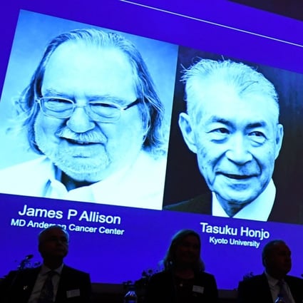 James Allison of the United States and Tasuku Honjo of Japan won the Nobel Medicine Prize for their achievements in cancer treatment. Photo: AFP