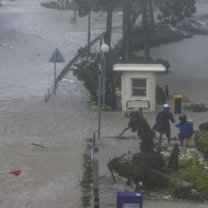 Flooding in Heng Fa Chuen on Hong Kong Island during Typhoon Mangkhut. Photo: Sam Tsang