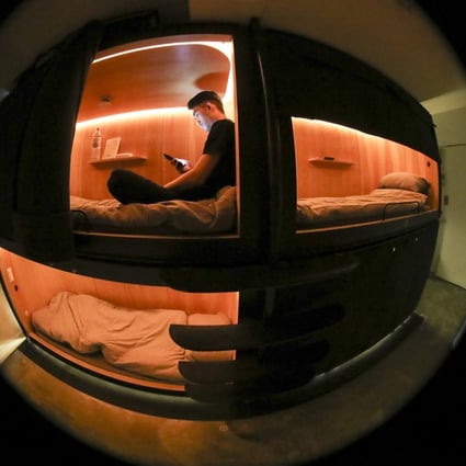 Inside the Sleeep capsule hotel in Sheung Wan, in Hong Kong. Picture: Nora Tam