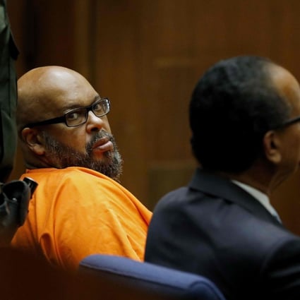 Marion “Suge” Knight, with his lawyer Albert DeBlanc, pleads no contest to voluntary manslaughter in Los Angeles Superior Court. He was sentenced to 28 years in prison. Photo: Gary Coronado/Pool/AFP