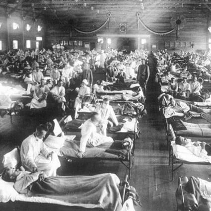 Soldiers with influenza in hospital in Camp Funston, Kansas in 1918. Some of the first cases of the pandemic were recorded here. Photo: Alamy