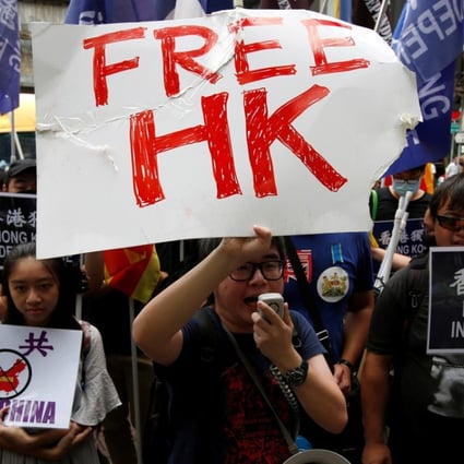 Pro-independence protesters during a demonstration in Hong Kong. Photo: Reuters
