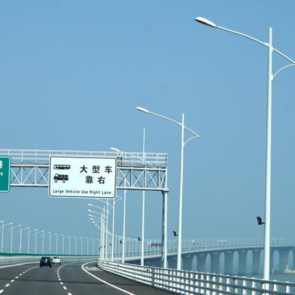 Top speed on the bridge will be 100km/h, with cars driving on the right side and following the rules of mainland Chinese roads for the majority of the crossing. Photo: Joshua Lee