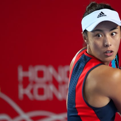 Wang Qiang returns the ball to Christina McHale at the Hong Kong Open. Photo: Andy Cheung/Hong Kong Tennis Open/ArcK Photography