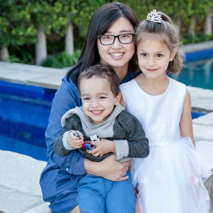 Au pair Sun Ying pictured with Mia Riverton Alpert’s two children. Photo: Handout