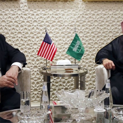 US Secretary of State Mike Pompeo meets Saudi Foreign Minister Adel al-Jubeir in Riyadh on Tuesday over the disappearance and alleged slaying of Jamal Khashoggi. Photo: AP