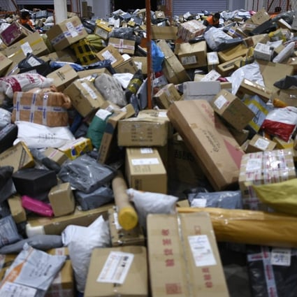 Packages at a courier company in Yinchuan, in northwest China's Ningxia region. Photo: Xinhua