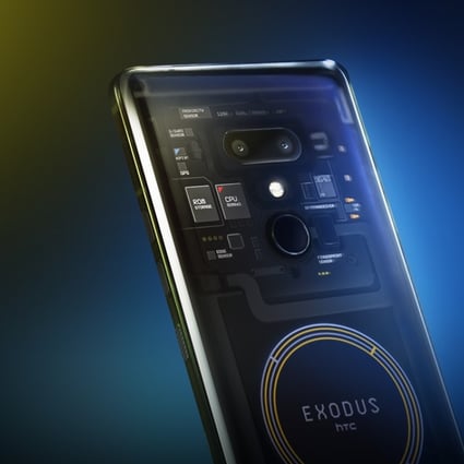 An illustration of Taiwanese consumer electronics firm HTC's new Exodus blockchain phone, which will be released in December. Photo: Handout