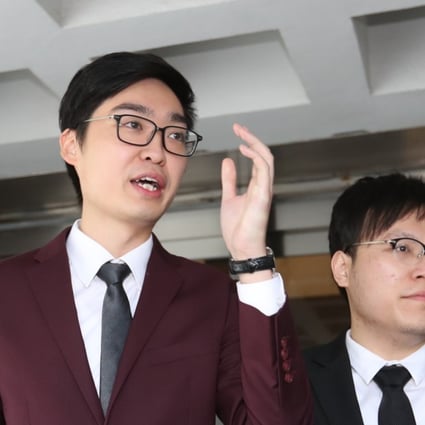 Convenor of the Hong Kong National Party Chan Ho-tin (left) and spokesman Chow Ho-fai appear at High Court. Photo: Edward Wong
