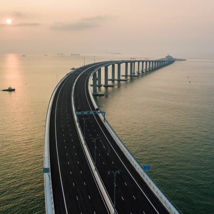 A section of the newly-opened Hong Kong-Zhuhai-Macau Bridge, the world’s longest sea bridge connecting Hong Kong, Macau and mainland China. Hongkongers are being urged to see themselves as part of the Greater Bay Area, a Chinese government plan to link cities in southern China. Photo: AFP