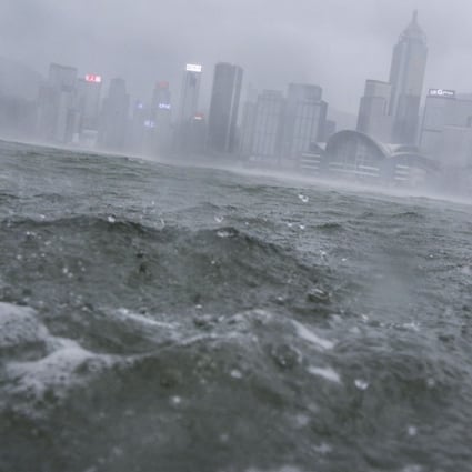 Strong winds and waves at Victoria Harbour in Tsim Sha Tsui during Typhoon Mangkhut approaching Hong Kong. Photo: Felix Wong